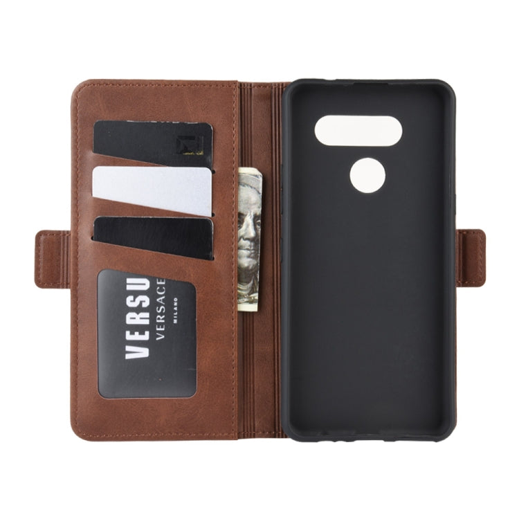 For LG K50S Double Buckle Crazy Horse Business Mobile Phone Holster with Card Wallet Bracket Function