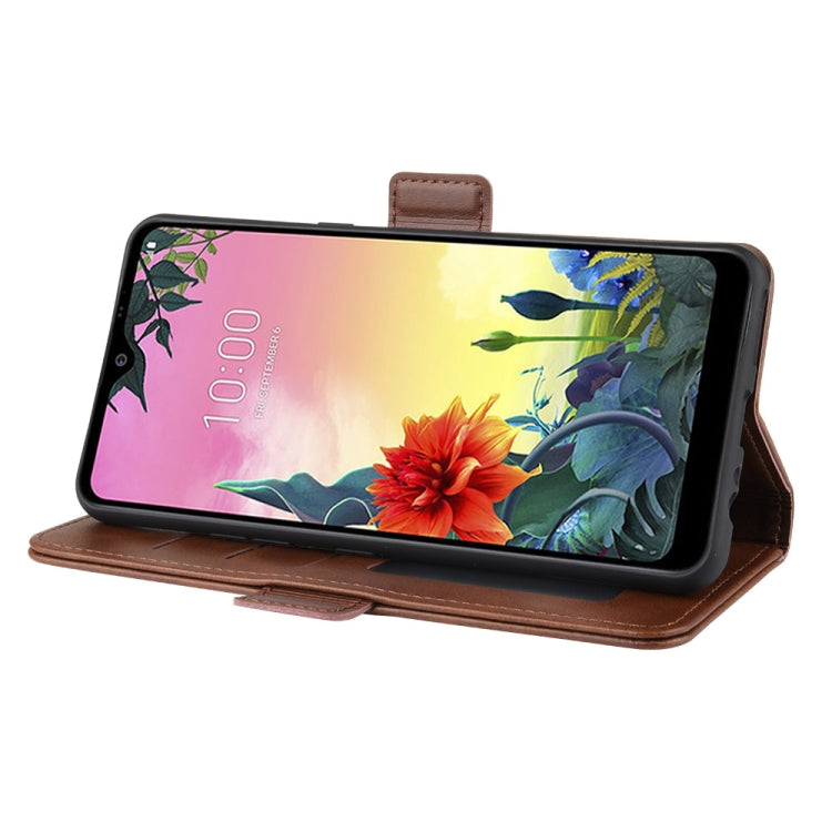 For LG K50S Double Buckle Crazy Horse Business Mobile Phone Holster with Card Wallet Bracket Function