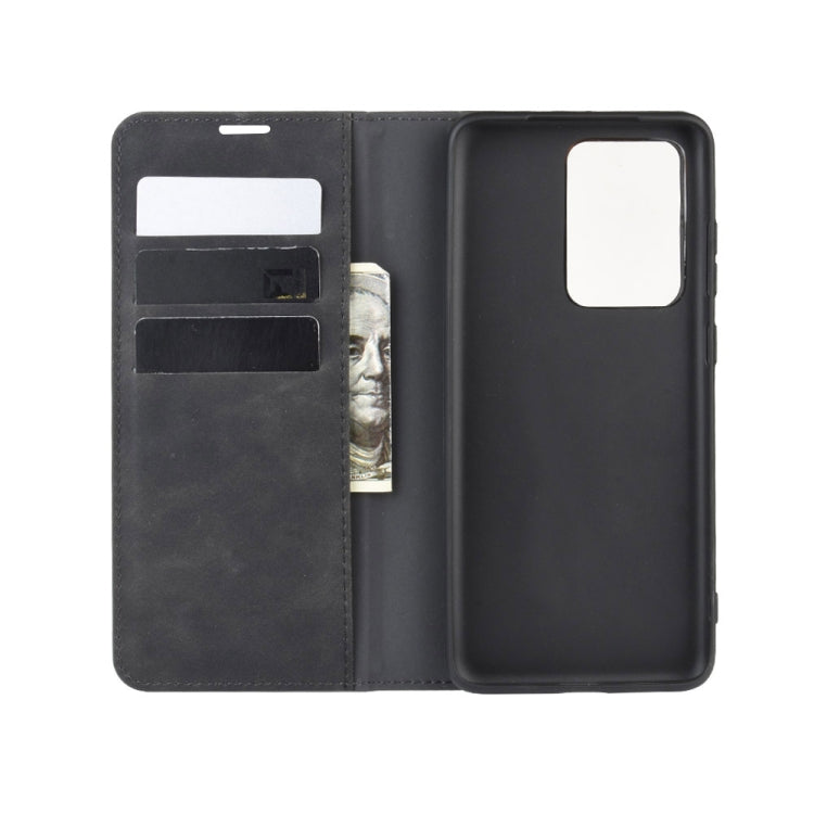 For Galaxy S20 Ultra Retro-skin Business Magnetic Suction Leather Case with Holder & Card Slots & Wallet