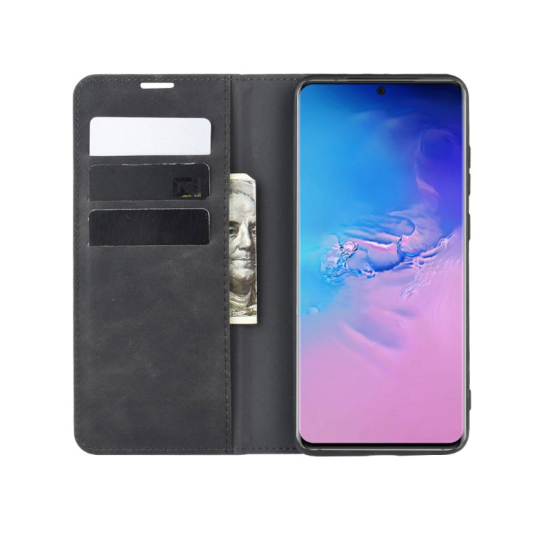 For Galaxy S20 Ultra Retro-skin Business Magnetic Suction Leather Case with Holder & Card Slots & Wallet