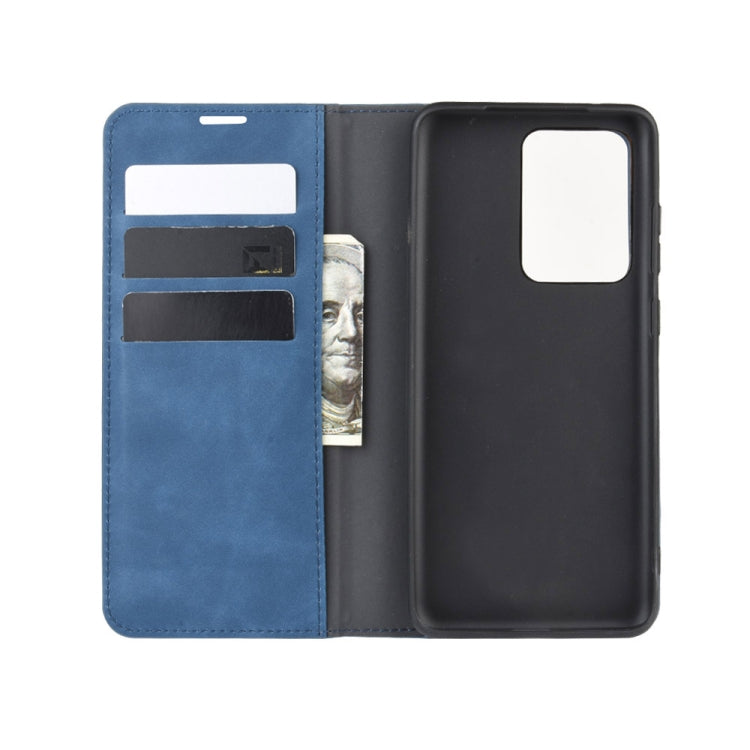 For Galaxy S20 Ultra Retro-skin Business Magnetic Suction Leather Case with Holder & Card Slots & Wallet