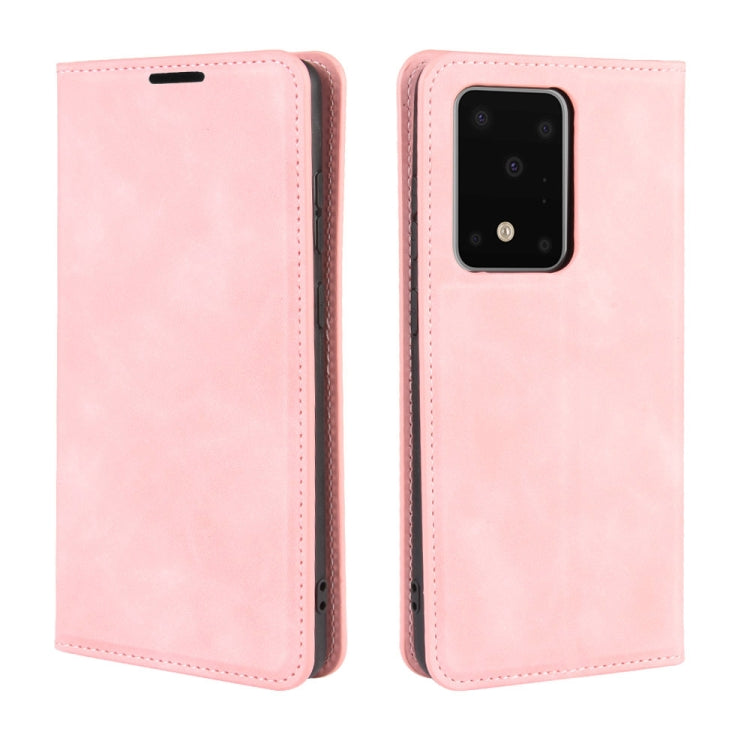 For Galaxy S20 Ultra Retro-skin Business Magnetic Suction Leather Case with Holder & Card Slots & Wallet