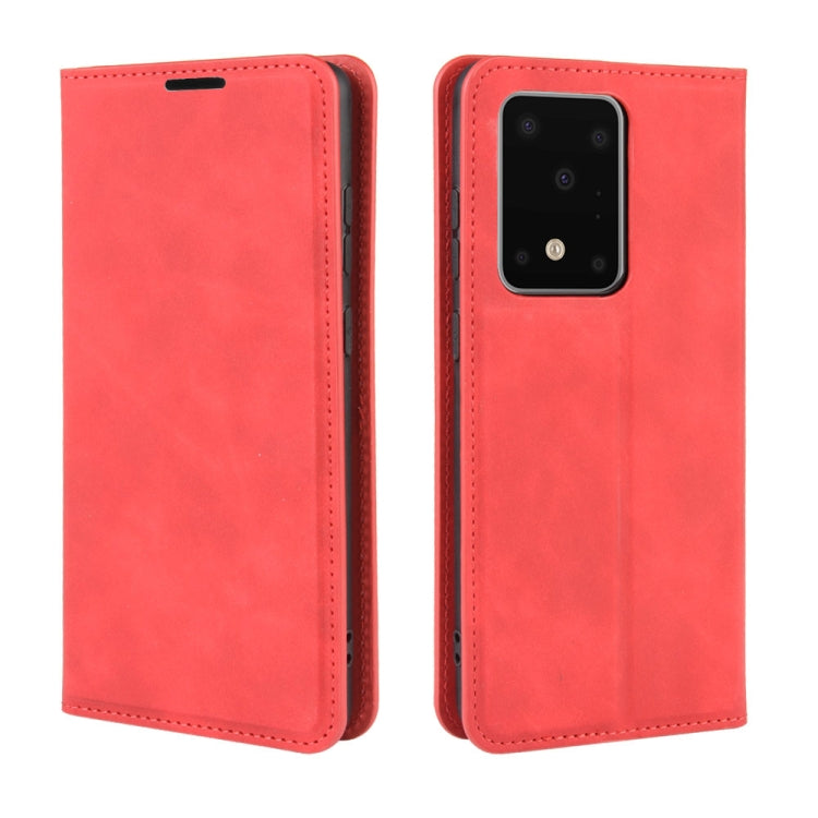 For Galaxy S20 Ultra Retro-skin Business Magnetic Suction Leather Case with Holder & Card Slots & Wallet