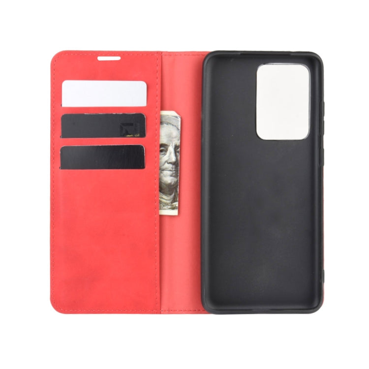 For Galaxy S20 Ultra Retro-skin Business Magnetic Suction Leather Case with Holder & Card Slots & Wallet