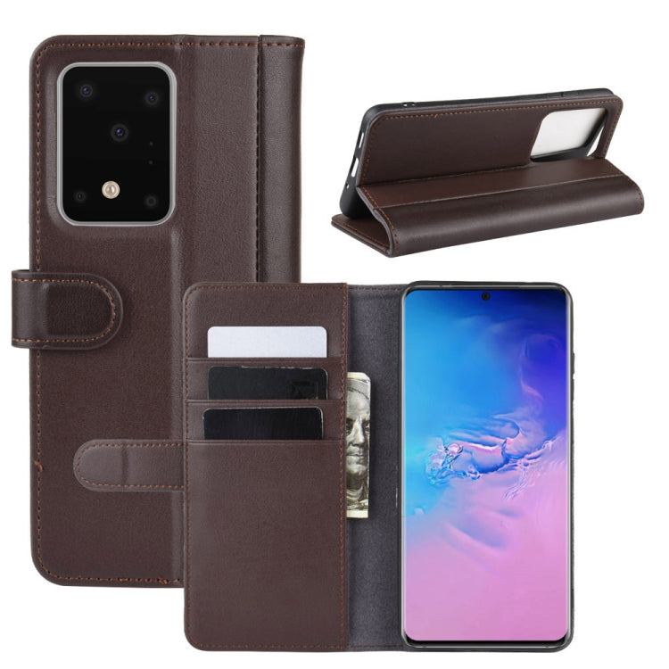 For Galaxy S20 Ultra Horizontal Flip Genuine Leather Case with Holder & Card Slots & Wallet