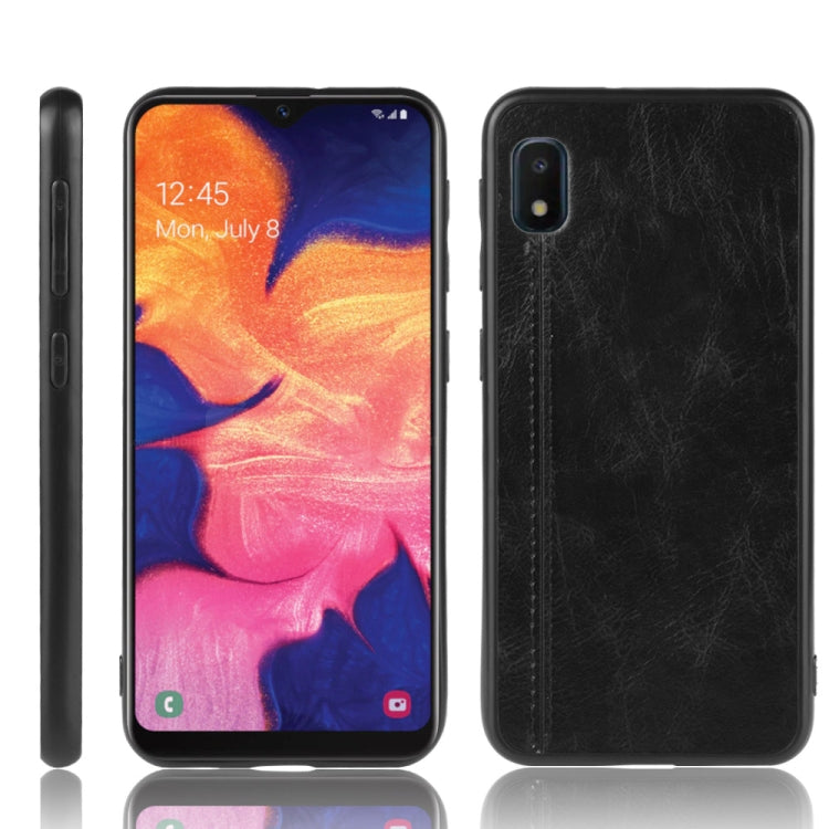 For Galaxy A10e Shockproof Sewing Cow Pattern Skin PC + PU + TPU Case