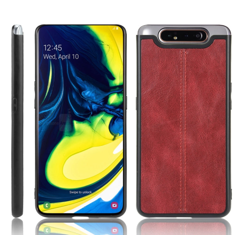 For Galaxy A80/A90 Shockproof Sewing Cow Pattern Skin PC + PU + TPU Case