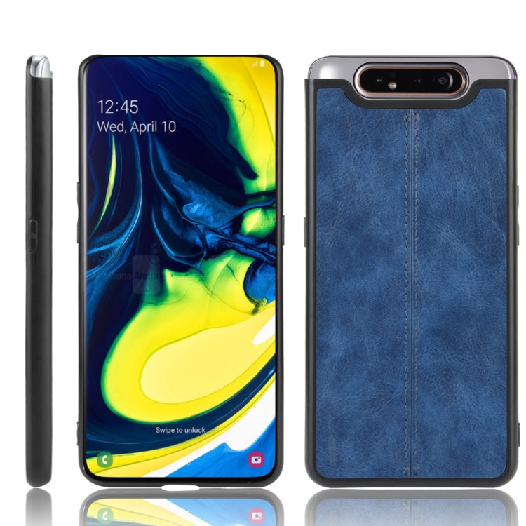 For Galaxy A80/A90 Shockproof Sewing Cow Pattern Skin PC + PU + TPU Case