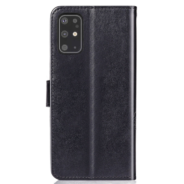 For Galaxy S20+ Four-leaf Clasp Embossed Buckle Mobile Phone Protection Leather Case with Lanyard & Card Slot & Wallet & Bracket Function