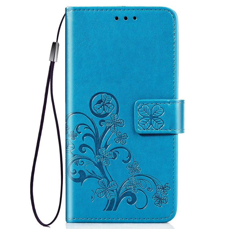 For Galaxy S20+ Four-leaf Clasp Embossed Buckle Mobile Phone Protection Leather Case with Lanyard & Card Slot & Wallet & Bracket Function