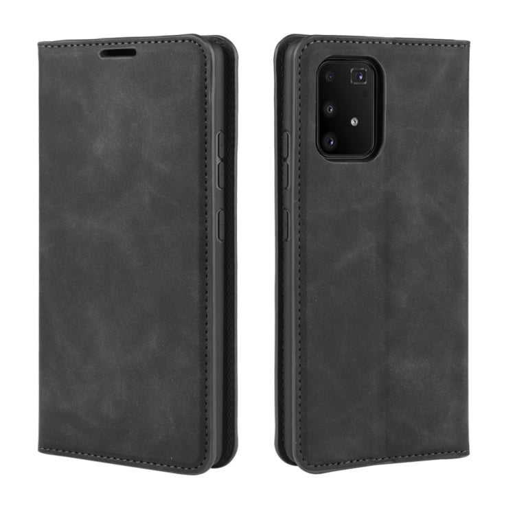 For Galaxy A91 / M80s / S10 Lite Retro-skin Business Magnetic Suction Leather Case with Holder & Card Slots & Wallet