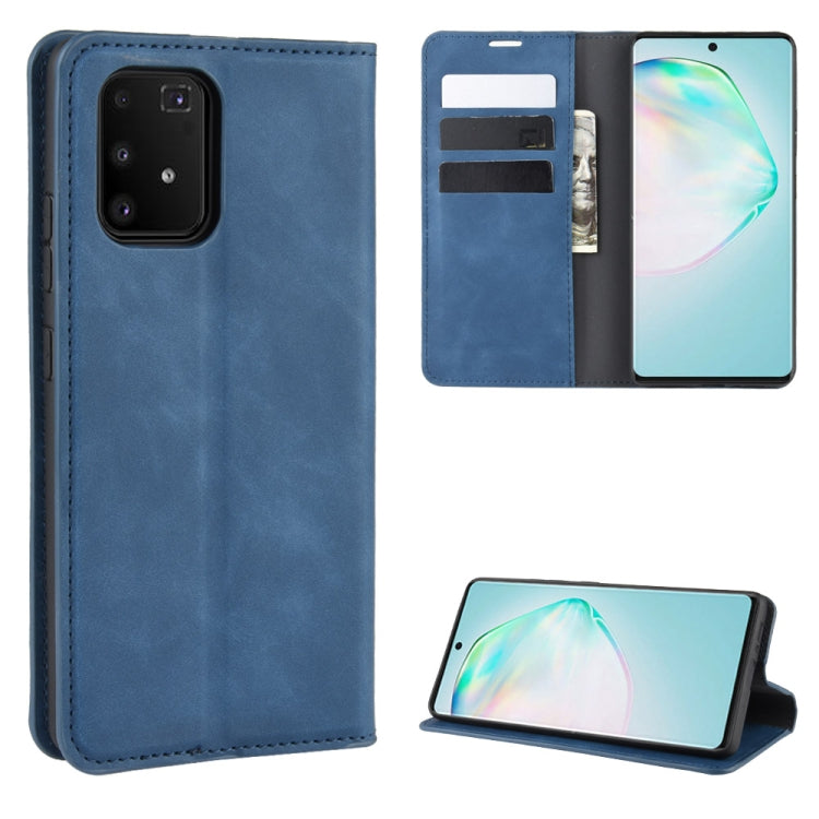 For Galaxy A91 / M80s / S10 Lite Retro-skin Business Magnetic Suction Leather Case with Holder & Card Slots & Wallet