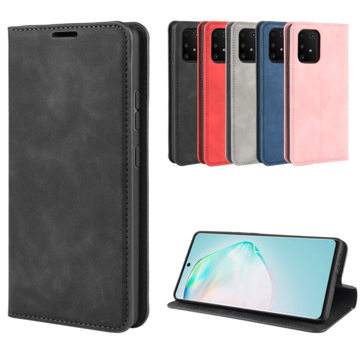 For Galaxy A91 / M80s / S10 Lite Retro-skin Business Magnetic Suction Leather Case with Holder & Card Slots & Wallet