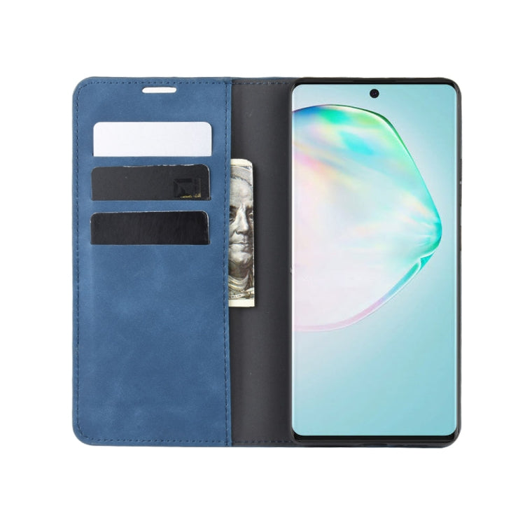 For Galaxy A91 / M80s / S10 Lite Retro-skin Business Magnetic Suction Leather Case with Holder & Card Slots & Wallet