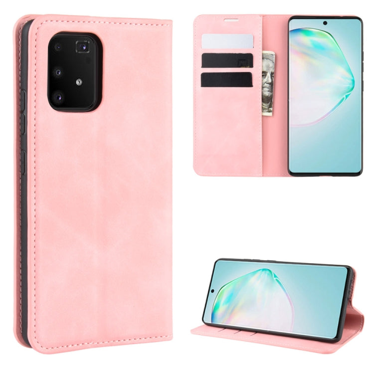 For Galaxy A91 / M80s / S10 Lite Retro-skin Business Magnetic Suction Leather Case with Holder & Card Slots & Wallet