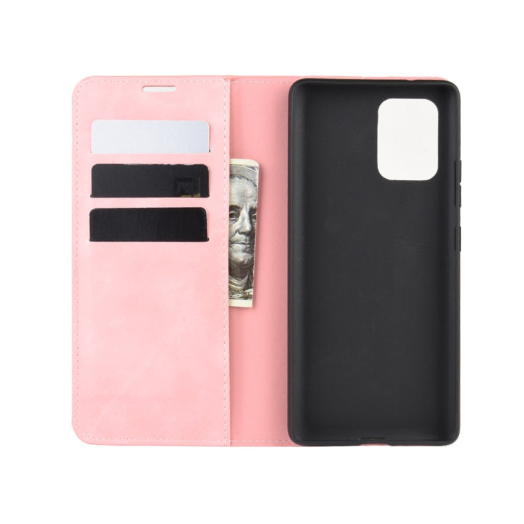 For Galaxy A91 / M80s / S10 Lite Retro-skin Business Magnetic Suction Leather Case with Holder & Card Slots & Wallet