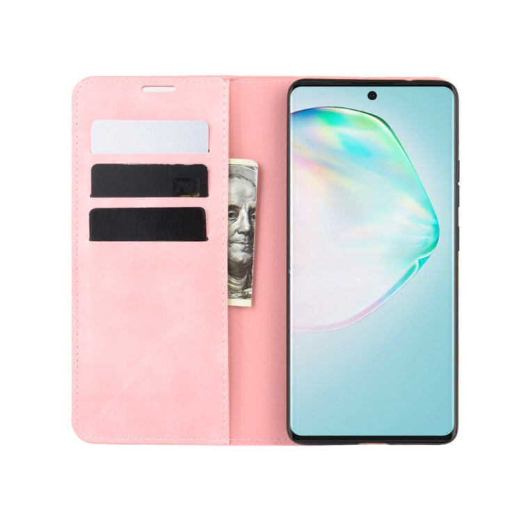 For Galaxy A91 / M80s / S10 Lite Retro-skin Business Magnetic Suction Leather Case with Holder & Card Slots & Wallet