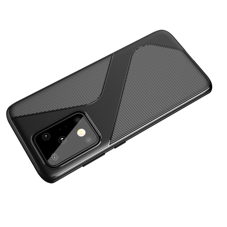 For Galaxy S20 Ultra S-Shaped Soft TPU Protective Cover Case(Black)