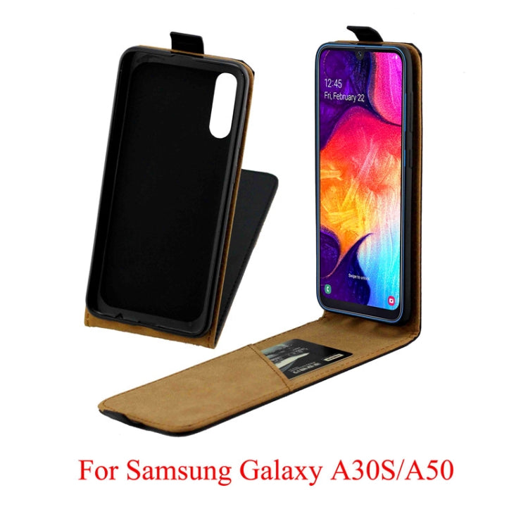 For Galaxy A30s / A50 Business Style Vertical Flip TPU Leather Case  with Card Slot(Black)