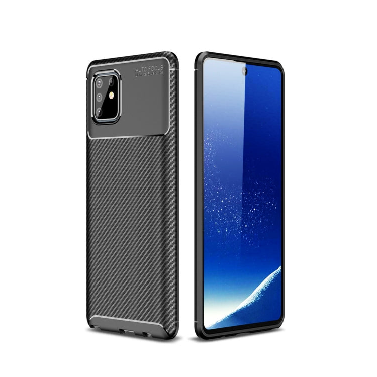 For Galaxy A81 / M60s Carbon Fiber Texture Shockproof TPU Case(Black)