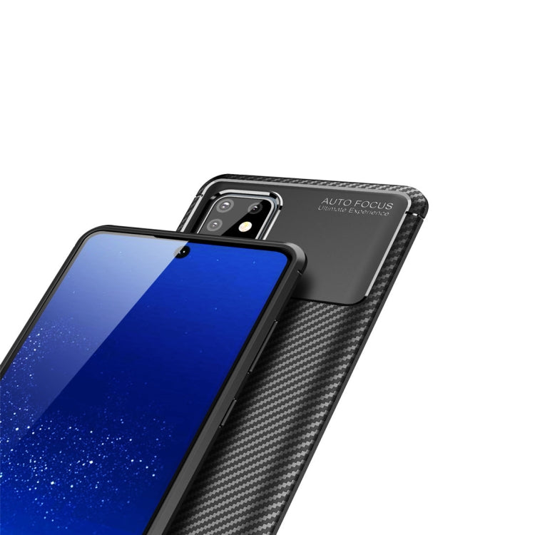 For Galaxy A81 / M60s Carbon Fiber Texture Shockproof TPU Case(Black)