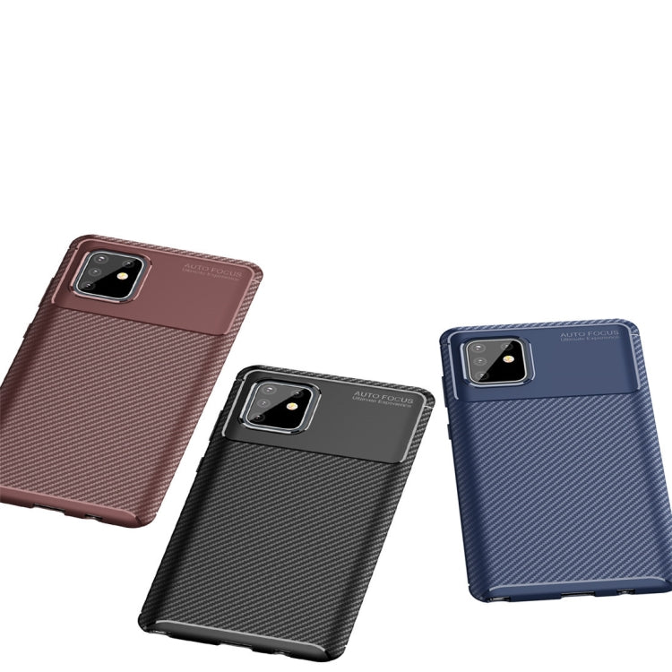 For Galaxy A81 / M60s Carbon Fiber Texture Shockproof TPU Case(Black)