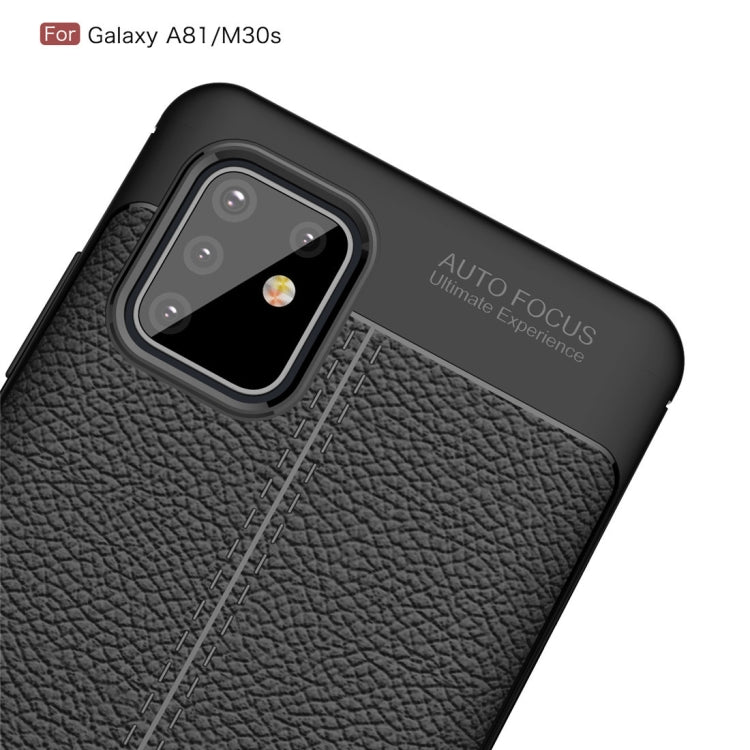 For Galaxy A81 / M60s Litchi Texture TPU Shockproof Case(Navy Blue)