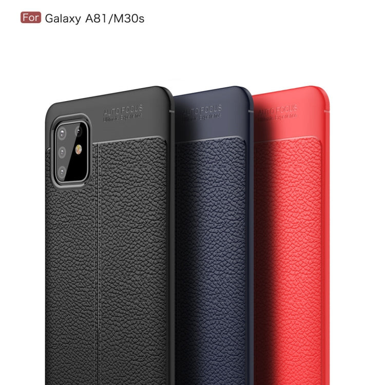 For Galaxy A81 / M60s Litchi Texture TPU Shockproof Case(Navy Blue)