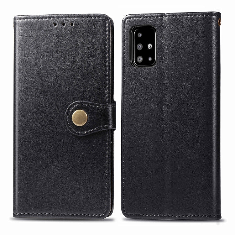 For Galaxy A71 Retro Solid Color Leather Buckle Mobile Phone Protection Leather Case with Photo Frame & Card Slot & Wallet & Bracket Function