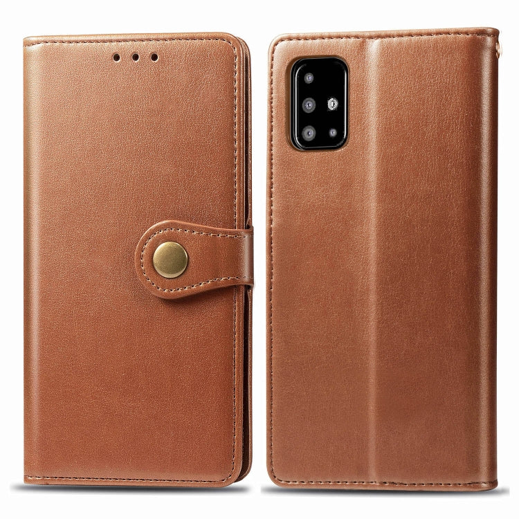 For Galaxy A71 Retro Solid Color Leather Buckle Mobile Phone Protection Leather Case with Photo Frame & Card Slot & Wallet & Bracket Function