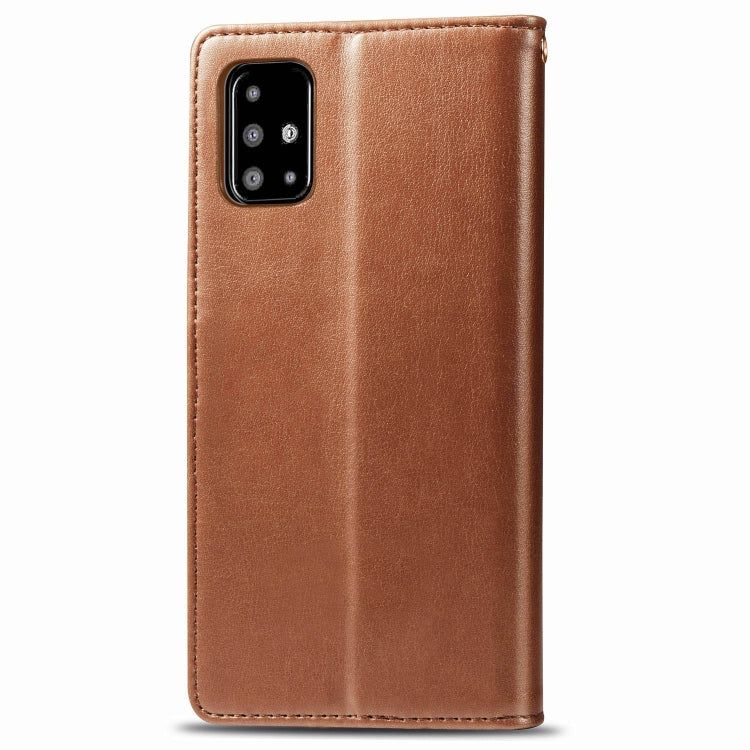 For Galaxy A71 Retro Solid Color Leather Buckle Mobile Phone Protection Leather Case with Photo Frame & Card Slot & Wallet & Bracket Function