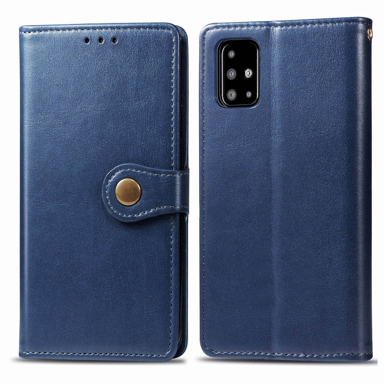 For Galaxy A71 Retro Solid Color Leather Buckle Mobile Phone Protection Leather Case with Photo Frame & Card Slot & Wallet & Bracket Function