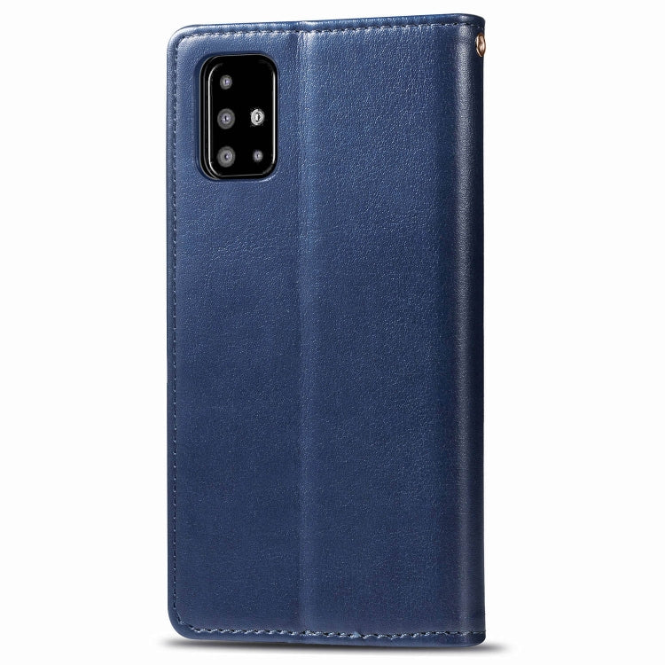 For Galaxy A71 Retro Solid Color Leather Buckle Mobile Phone Protection Leather Case with Photo Frame & Card Slot & Wallet & Bracket Function