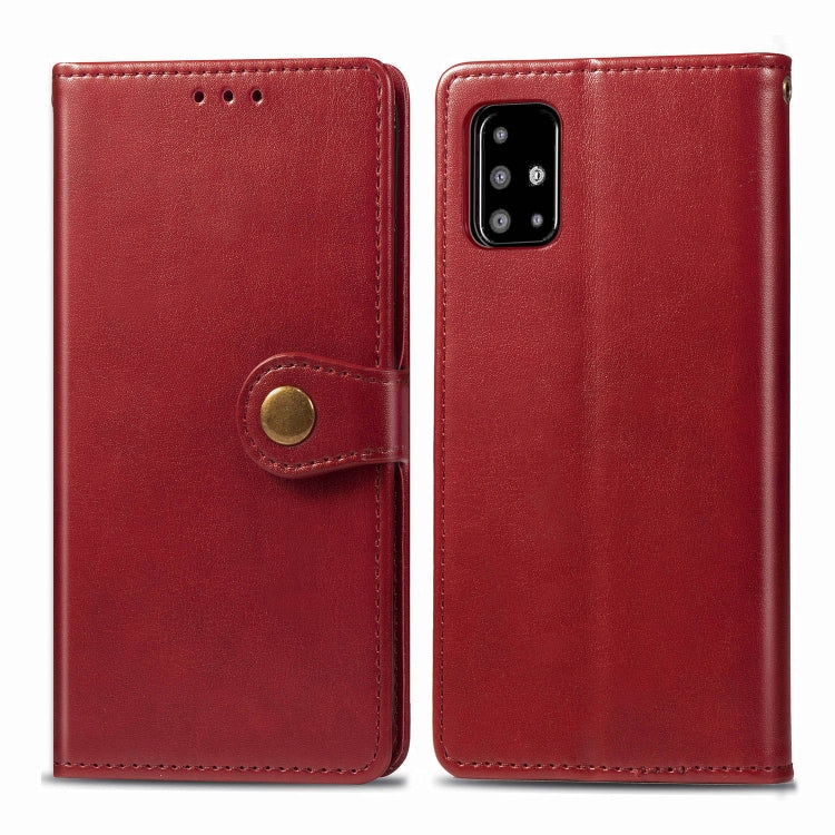 For Galaxy A71 Retro Solid Color Leather Buckle Mobile Phone Protection Leather Case with Photo Frame & Card Slot & Wallet & Bracket Function