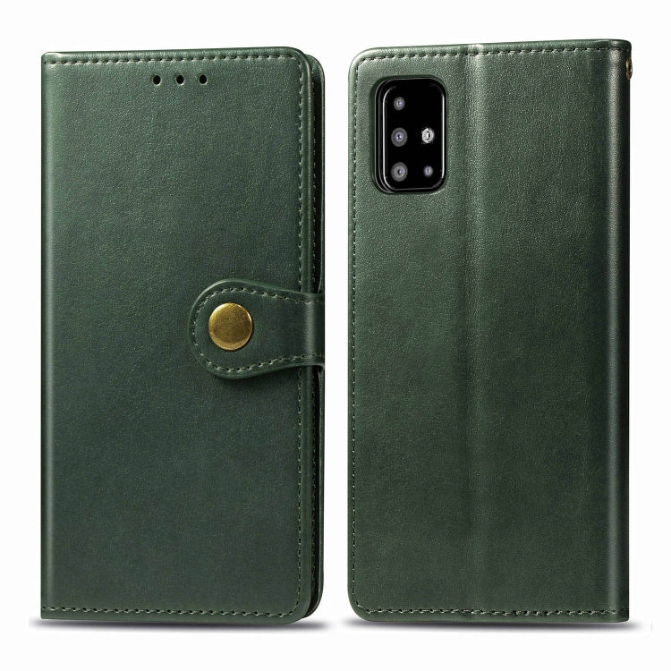 For Galaxy A71 Retro Solid Color Leather Buckle Mobile Phone Protection Leather Case with Photo Frame & Card Slot & Wallet & Bracket Function