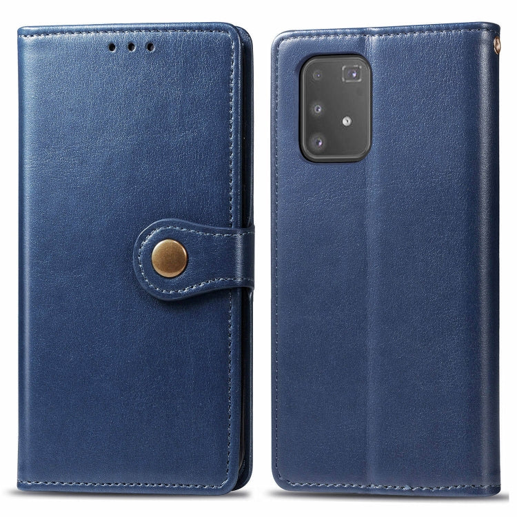 For Galaxy S10 Lite / A91 / M80s Retro Solid Color Leather Buckle Mobile Phone Protection Leather Case with Photo Frame & Card Slot & Wallet & Bracket Function