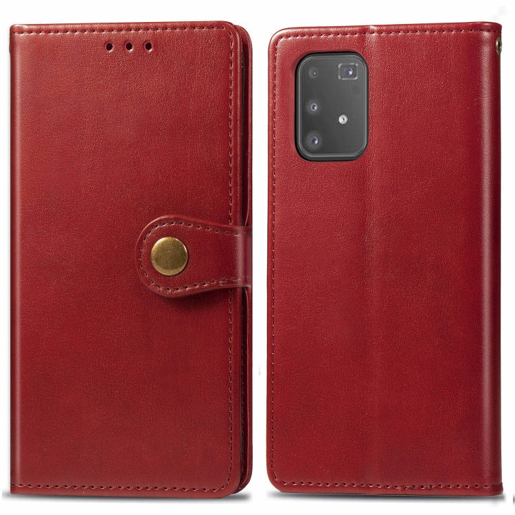 For Galaxy S10 Lite / A91 / M80s Retro Solid Color Leather Buckle Mobile Phone Protection Leather Case with Photo Frame & Card Slot & Wallet & Bracket Function