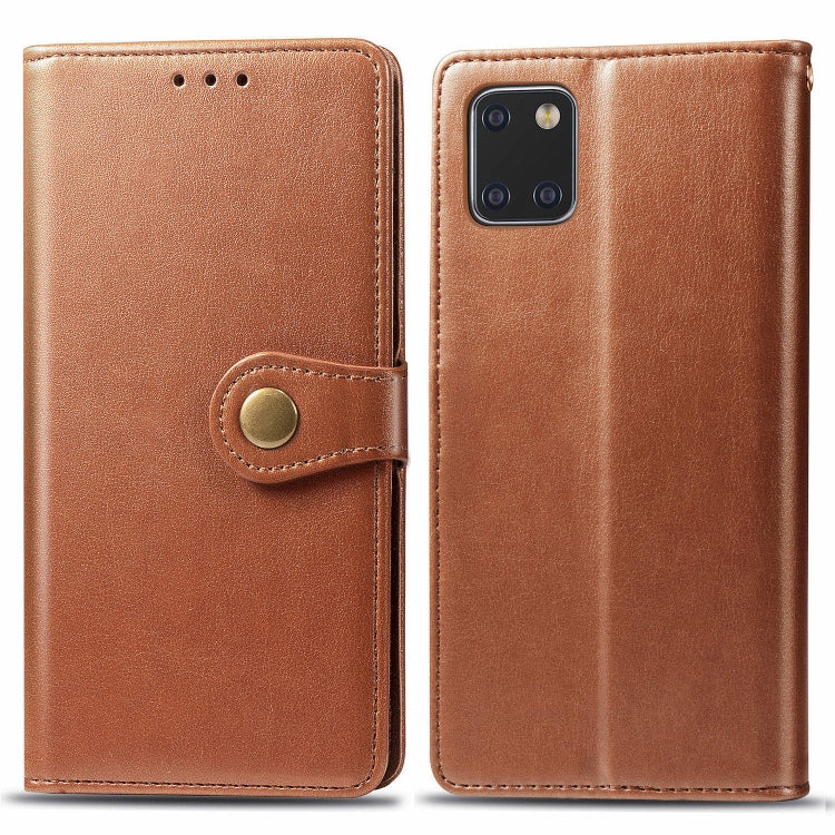 For Galaxy Note10 Lite / A81 / M60s Retro Solid Color Leather Buckle Mobile Phone Protection Leather Case with Photo Frame & Card Slot & Wallet & Bracket Function