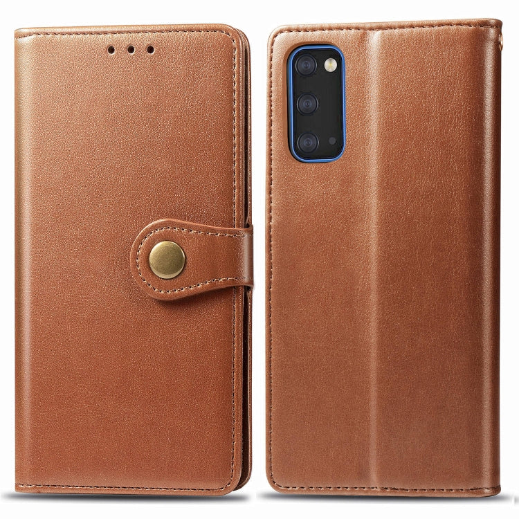 For Galaxy S20 Retro Solid Color Leather Buckle Mobile Phone Protection Leather Case with Photo Frame & Card Slot & Wallet & Bracket Function