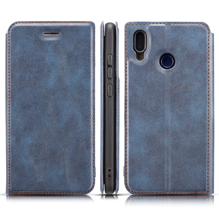 For Xiaomi Redmi 7  Retro Simple Ultra-thin Magnetic Leather Case with Holder & Card Slots & Lanyard