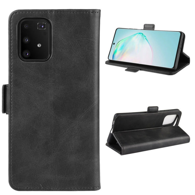 For Galaxy M80s / A91 / S10 Lite  Double Buckle Crazy Horse Business Mobile Phone Holster with Card Wallet Bracket Function