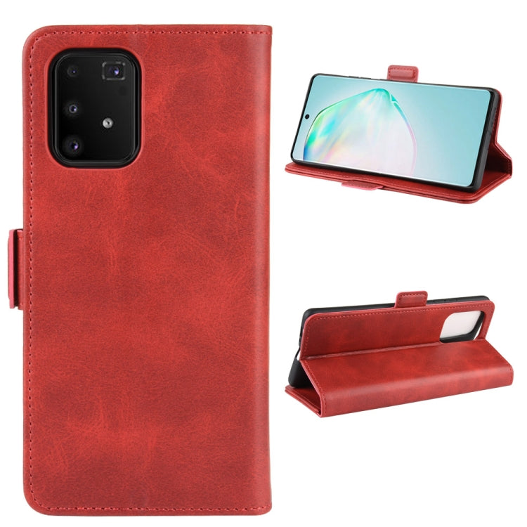 For Galaxy M80s / A91 / S10 Lite  Double Buckle Crazy Horse Business Mobile Phone Holster with Card Wallet Bracket Function