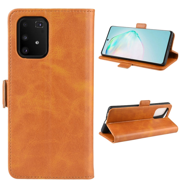 For Galaxy M80s / A91 / S10 Lite  Double Buckle Crazy Horse Business Mobile Phone Holster with Card Wallet Bracket Function