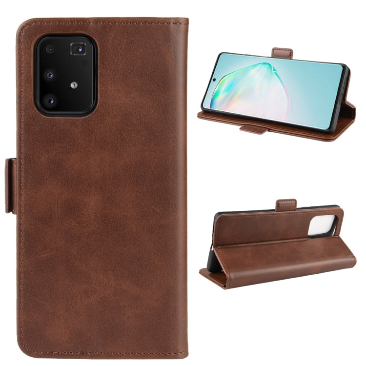 For Galaxy M80s / A91 / S10 Lite  Double Buckle Crazy Horse Business Mobile Phone Holster with Card Wallet Bracket Function