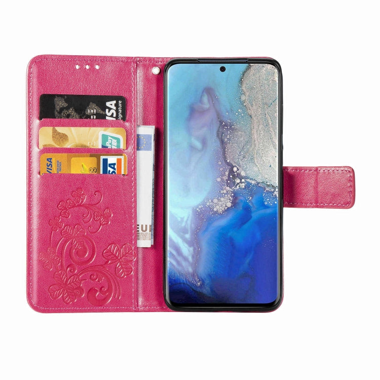 For Galaxy S20 Four-leaf Clasp Embossed Buckle Flip Leather Case with Lanyard & Card Slot & Wallet & Holder