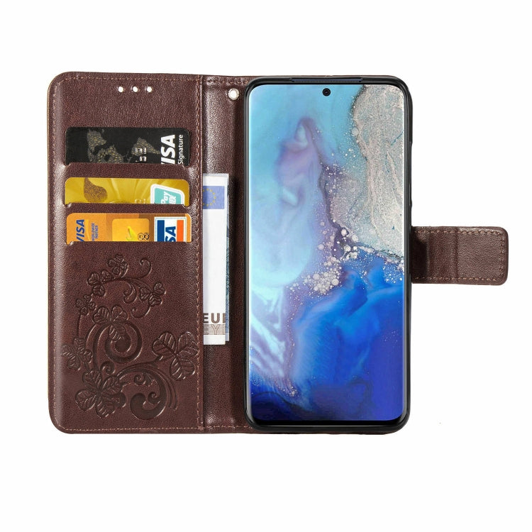 For Galaxy S20 Four-leaf Clasp Embossed Buckle Flip Leather Case with Lanyard & Card Slot & Wallet & Holder