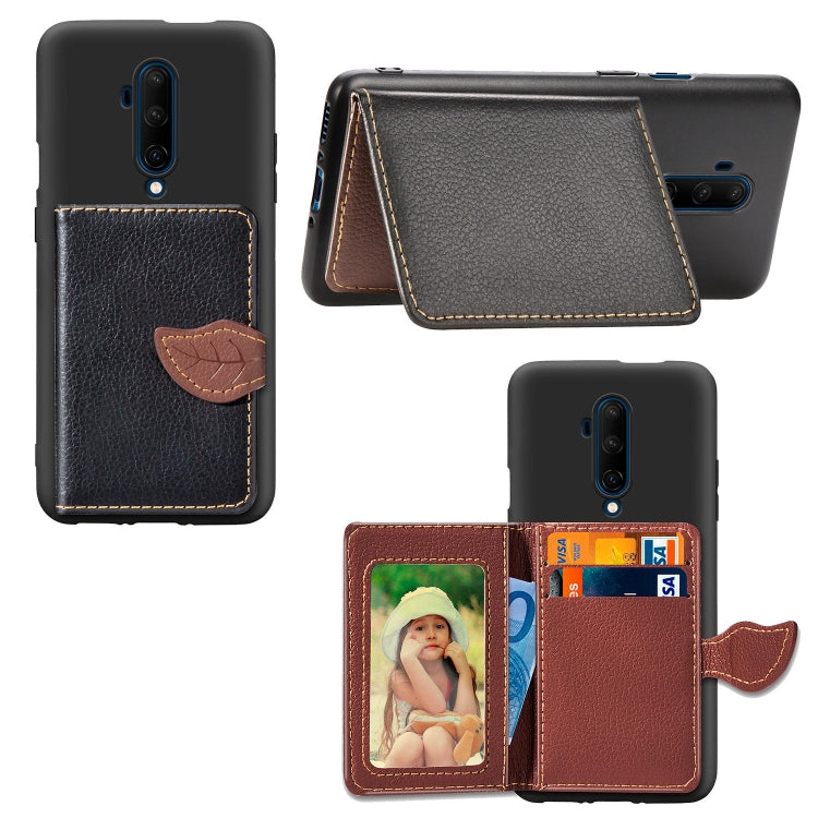 For OnePlus 7T Pro  Leaf Buckle Litchi Texture Card Holder PU + TPU Case with Card Slot & Wallet & Holder & Photo Frame