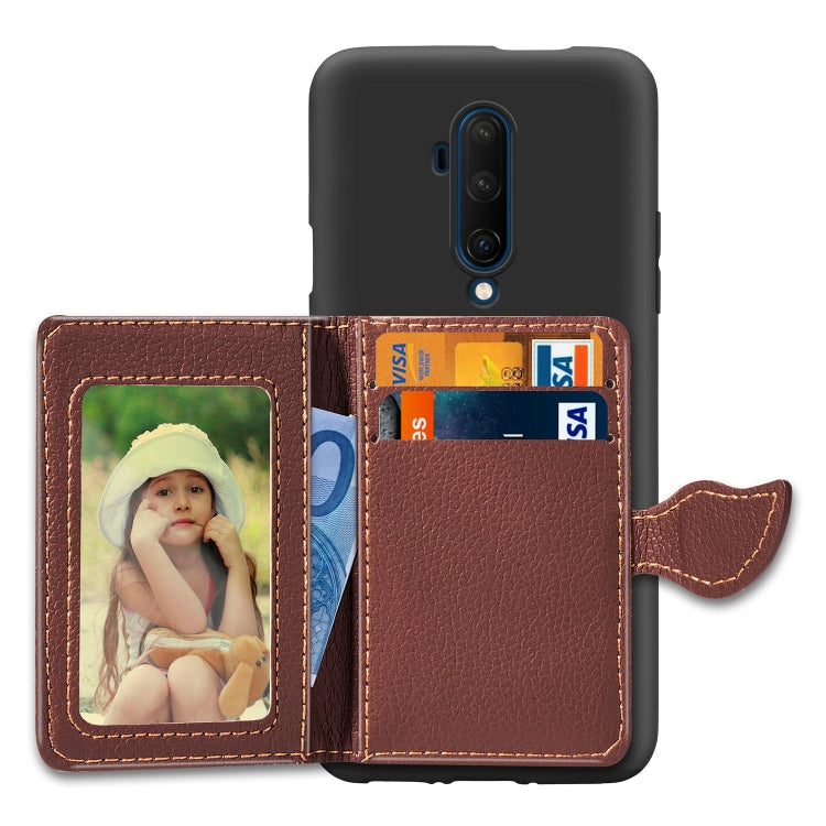 For OnePlus 7T Pro  Leaf Buckle Litchi Texture Card Holder PU + TPU Case with Card Slot & Wallet & Holder & Photo Frame