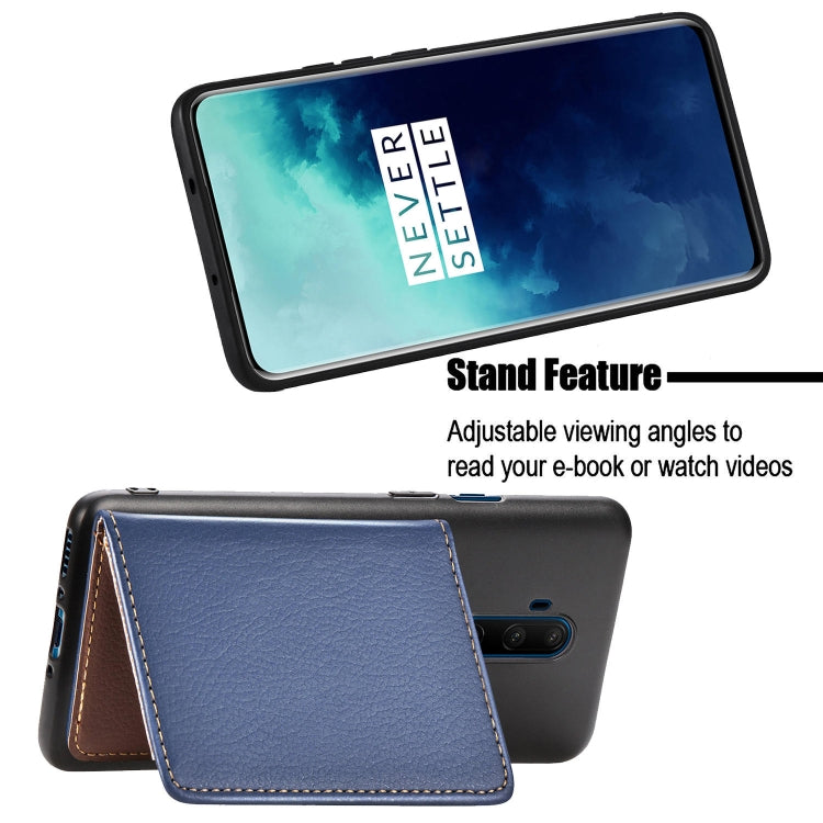 For OnePlus 7T Pro  Leaf Buckle Litchi Texture Card Holder PU + TPU Case with Card Slot & Wallet & Holder & Photo Frame