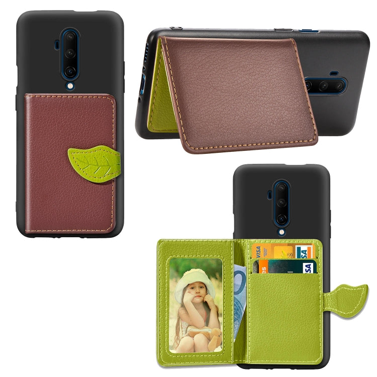 For OnePlus 7T Pro  Leaf Buckle Litchi Texture Card Holder PU + TPU Case with Card Slot & Wallet & Holder & Photo Frame